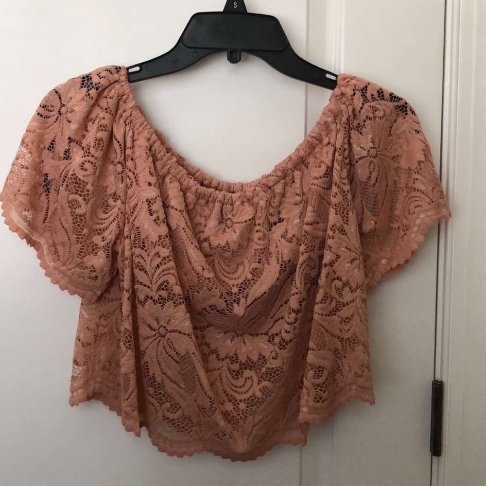 Forever 21 Mauve Pink Lace Crop Top Small NWT